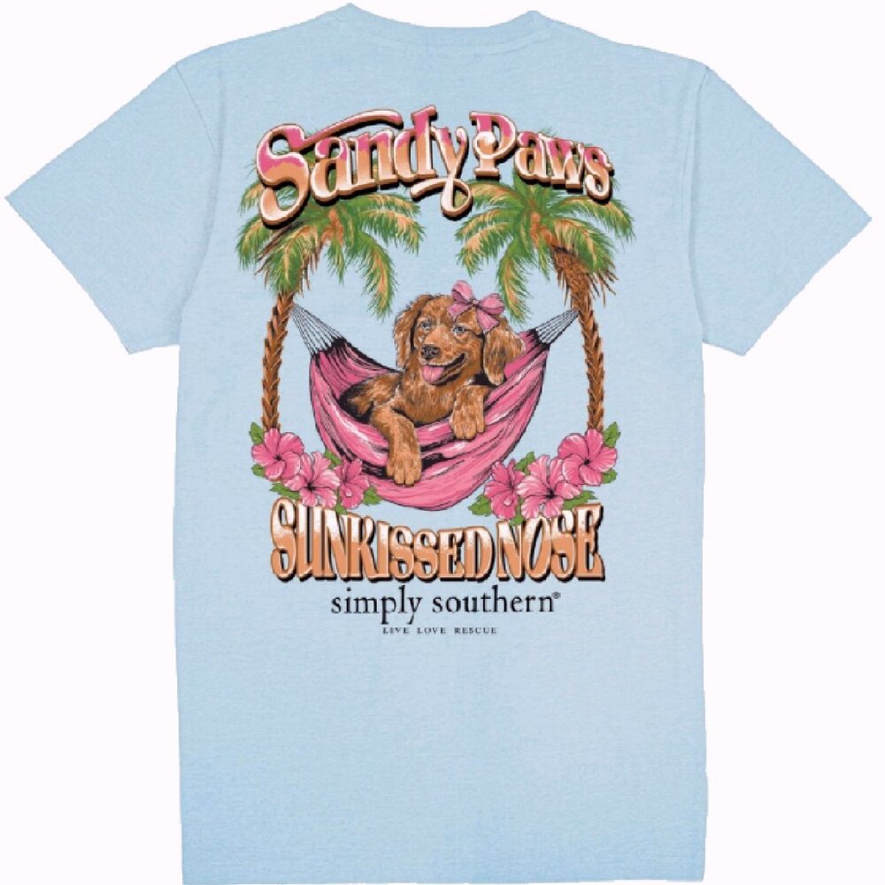 Simply Southern Sandy Paws Youth Sunkissed Nose Dog Short Sleeve T-Shirt NEW